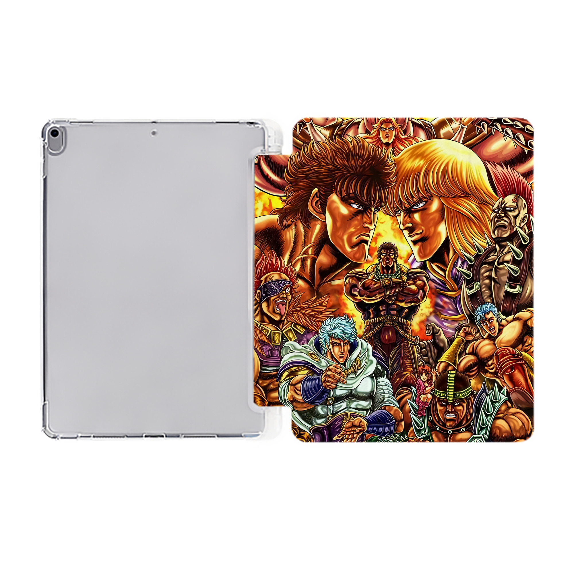 （画像用） 北斗の拳 Fist of the North Star IPad ケース ペン収納付き 三つ折りスタンド PUレザー×シリコン 対応機種9.5/10.5/10.9インチ